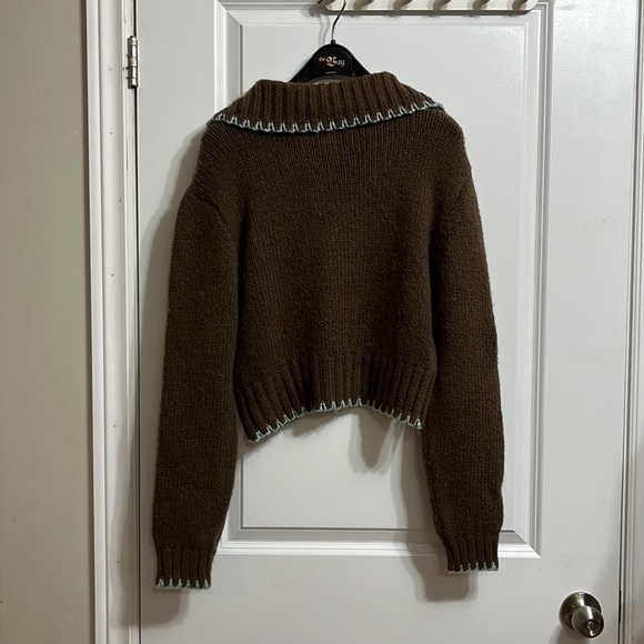 Zara Contrast Topstitching Knit Cardigan - Picture 13 of 16